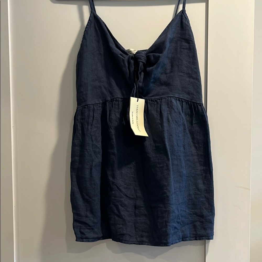 Blue Sleeveless Camisole with Tie Front, Terzo Millenno